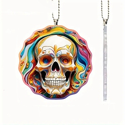 Разноцветный Череп акриловые подвесные украшения, для украшения зеркала заднего вида автомобиля, красочный, Кулон : 80 мм