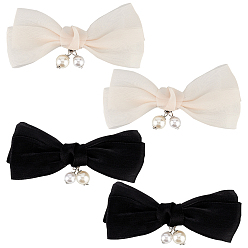 (52) Непрозрачная лаванда 4шт 2 цвета полиэстер бантом украшения для обуви, съемные зажимы для обуви из железа и пластика с искусственным жемчугом, разноцветные, 47x114x10 мм, 2 шт / цвет