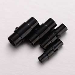 Черный 304 магнитные застежки из нержавеющей стали, колонка, электрофорез черный, 16~18x5~8 мм, отверстие : 3~6 мм