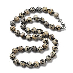 Далматинских Джаспер 8.5Мм круглые бусины из натуральной далматинской яшмы, из нержавеющей стали застежками омаров коготь, 17.32 дюйм (44 см), бусины : 8.5 мм