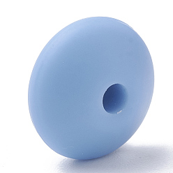 Cornflower Blue Food Grade Eco-Friendly Silicone Beads, Chewing Beads For Teethers, DIY Nursing Necklaces Making, Rondelle, Cornflower Blue, 12x6~7mm, Hole: 2mm