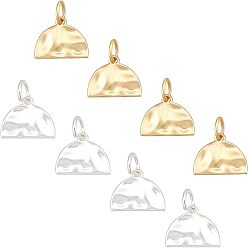 (52) Непрозрачная лаванда 8шт 2 цвета латунные кованые полукруглые подвески, долговечный, матовый стиль, без свинца, без кадмии и без никеля, полукруглый, разноцветные, 9x11.5x1.7 мм, отверстие : 3.5 мм, 4 шт / цвет