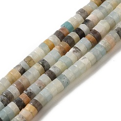 Flower Amazonite Нити бусин из амзонита с натуральными цветами, диск, Heishi бусы, 1.4~2.5x4~4.5 мм, отверстие : 0.8 мм, около 167 шт / нитка, 14.88'' (37.8 см)