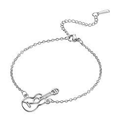 Stainless Steel Color Non-Tarnish 304 Stainless Steel Guitar Link Bracelet, Stainless Steel Color, 6-3/4 inch(17cm)
