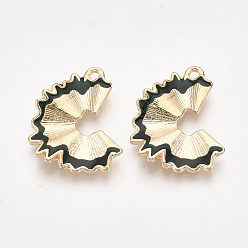 Темно-серый Подвески из сплава на день учителя, без кадмия и без свинца, с эмалью, стружка для карандашей, золотой свет, темно-серый, 25.5x19.5x3 мм, отверстие : 1.8 мм