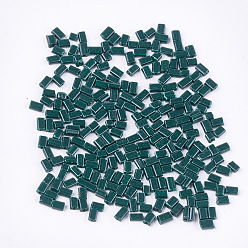Dark Slate Gray Baking Paint Glass Flat Beads, Rectangle, Dark Slate Gray, 4~7x3~4x2.5mm, Hole: 0.8mm, about 2500pcs/bag