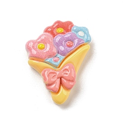Цветок Симпатичная мультяшная тема девушки из непрозрачных кабошонов из смолы, изготовление ювелирных изделий, цветок, 23x18x6.5 мм
