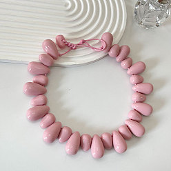 Бледно-Розовый Ожерелья из смоляных бусин в форме капли для женщин, розовый жемчуг, 20.08 дюйм (51 см)