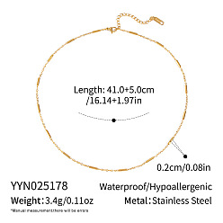 Настоящее золото 18K Европейские 304 ожерелья из цепей-колонн из нержавеющей стали, реальный 18 k позолоченный, 16.14 дюйм (41 см)