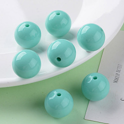 Pale Turquoise Opaque Acrylic Beads, Round, Pale Turquoise, 20x19mm, Hole: 3mm, about 111pcs/500g