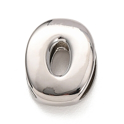Letter O Латунные бусины, долговечный, стойки покрытие, без свинца и без кадмия, платина, Письмо O, 20.5x15.5x7 мм, отверстие : 18x4 мм