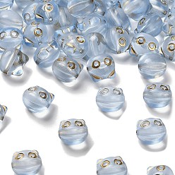 Стально-синий Прозрачные акриловые бусины, кошка, золотой металл обвитыми, стальной синий, 12.5x13x11 мм, отверстие : 1.8 мм, Около 431 шт / 500 г