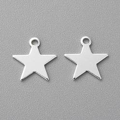 Посеребрённый Латунь прелести, звезда, долговечный, 925 серебро покрытием, 10.5x10x0.5 мм, отверстие : 1.4 мм