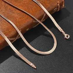 Розовое Золото 4мм стойка покрытие латунные цепочки елочка ожерелья для женщин мужчин, без кадмия и без свинца, 901 застежка из нержавеющей стали, долговечный, розовое золото , 22.05 дюйм (56 см)