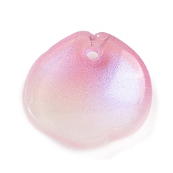 Pearl Pink Two Tone Glass Pendants, Peony Petaline Charms, Pearl Pink, 17x17x5mm, Hole: 1.6mm