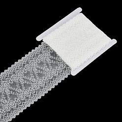 White 1 Roll 10% Spandex & 90% Nylon Lace Ribbon, Ruffled Lace Trim, Clothes Accessories, White, 5-7/8 inch(150mm), 5 yards