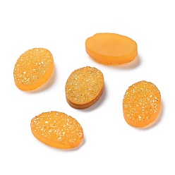 Gold Natural Druzy Agate Cabochons, Dyed, Oval, Gold, 12x8x3mm