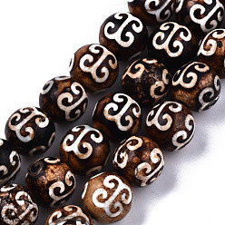 Auspicious Cloud Pattern Тибетского стиля DZI бисер нитей, природных бисера агат, окрашенная и подогревом, круглые, благоприятный облачный узор, 8 мм, отверстие : 0.8 мм, около 47~48 шт / нитка, 14.76 дюйм ~ 15.08 дюйм (37.5~38.3 см)