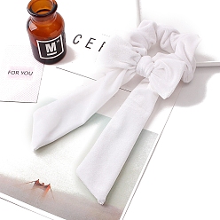 Белый Бархатные резинки для волос, аксессуары для волос для женщин и девочек, бантом, белые, 150x90 мм