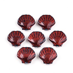 (123L) Белый крем непрозрачный блеск Фарфоровые бусины ручной работы, фантазии античного стекла фарфора, формы раковины, огнеупорный кирпич, 25~27x27~29.5x10.5~12 мм, отверстие : 2 мм