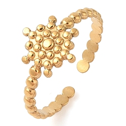 Снежинка Ионное покрытие (ip) 304 открытые манжеты из нержавеющей стали для женщин, реальный 14 k позолоченный, снежинка, снежинка: 11x10 мм, регулируемый