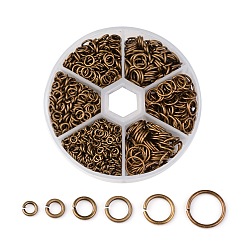 Античная Бронза 1 открытые соединительные кольца коробки латунные соединительные кольца, без никеля , античная бронза, 18~22 датчик, 4~10x0.6~1 мм, около 110 г / коробка