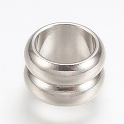 Нержавеющая Сталь Цвет Устойчивы к потускнению 304 бусины из нержавеющей стали, бусины с большим отверстием, желобчатый, колонка, цвет нержавеющей стали, 10x6 мм, отверстие : 6~6.8 мм