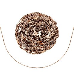 Rose Gold PVD Vacuum Plating 304 Stainless Steel Figaro Chains, Soldered, Rose Gold, Link: 2~5.2x1.3x2mm