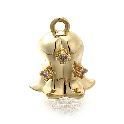 Настоящее золото 18K Латунные микро проложить кубического циркония подвески, без кадмия, без никеля и без свинца, Флорес конваллария прелести, реальный 18 k позолоченный, 11.5x9.5x8 мм, отверстие : 1.4 мм