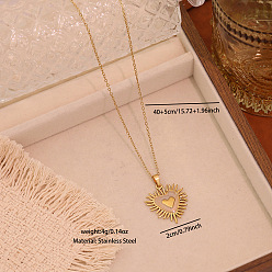 Сердце 304 из нержавеющей стали кулон ожерелья эмали, золотые, сердце, 15.75 дюйм (40 см), Кулон : 20 мм