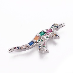 Платина Латунные микро проложить кубических ссылки циркония, динозавр, красочный, платина, 11.5x31.5x3 мм, отверстие : 1 мм