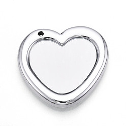 Серебро Акриловые подвески, с акриловой зеркальной поверхностью, сердце, серебряные, 49x52x6.5 мм, отверстие : 3.2 мм