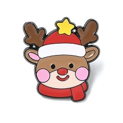Other Animal Рождественские эмалевые булавки, булавки для лацканов из сплава для одежды рюкзака, лось, 27.5x25 мм