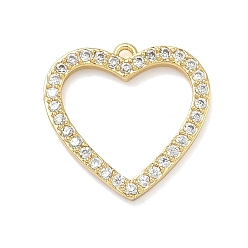 Прозрачный Латунные микро проложить кубического циркония подвески, реальный 18 k позолоченный, сердце прелести, прозрачные, 19x19x2 мм, отверстие : 1.2 мм