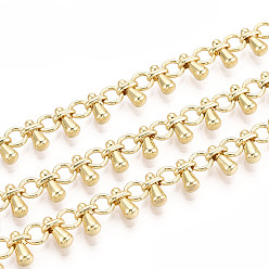 Настоящее золото 18K Латунные каплевидные звенья ручной работы, для ожерелья браслеты решений, пайки, с катушкой, реальный 18 k позолоченный, 7 мм, около 16.40 футов (5 м) / рулон