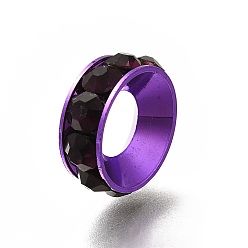 Сине-фиолетовый Латунные бусины разделители для поставки стразов, без кадмия и без свинца, долговечный, стойки покрытие, кольцо, синий фиолетовый, 15x5.5 мм, отверстие : 7 мм