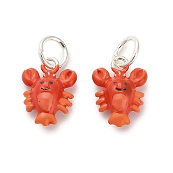 Other Animal Подвески из эмали и сплава, с целью перехода в кольце, омар, 15.5x11.5x6.5 мм, отверстие : 5 мм