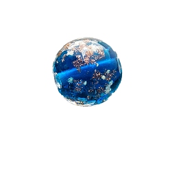 Озёрно--синий Светящиеся бусины лэмпворк ручной работы с золотым песком, круглые, светящиеся в темноте бусы, Плут синий, 12 мм, 100 шт