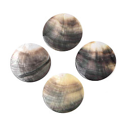 черная губная раковина Оболочки губ натуральный черный подвески, Дисковые подвески, 50x2 мм, отверстие : 1.5~1.6 мм