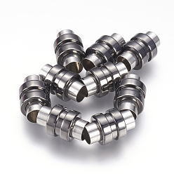 Черный Цвет Металла 304 магнитные застежки из нержавеющей стали с клеевыми концами, колонка, металлический черный , 16x10 мм, отверстие : 6 мм