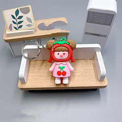 Красный Брелок для ключей из ПВХ-сумки для девочек, Мультяшное подвесное украшение для рюкзака, красные, 55x36 мм