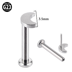 Нержавеющая Сталь Цвет G23 титановые безрезьбовые лабреты, луна, цвет нержавеющей стали, 8 мм, штифты : 1.2 мм