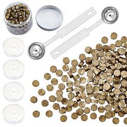 Темный Хаки Наборы частиц сургуча для печати в стиле ретро, с ложкой из нержавеющей стали, свеча, пластиковые пустые контейнеры, Темный хаки, 307 шт / комплект