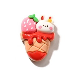 Ice Cream Кабошоны из непрозрачной смолы на тему кролика, кокосового коричневый, мороженое, 29x21x10 мм