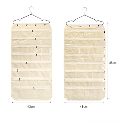Бежевый Нетканые ткани ювелирные подвесные витринные сумки, настенные полки шкафы для хранения вещей, с вращающимся крючком и прозрачными решетками из ПВХ., бежевые, 85x43 см