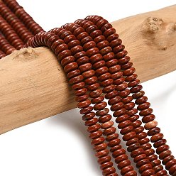 Красный Камень Натуральные красные яшмы бусы пряди, рондель, 4x1.5 мм, отверстие : 0.7 мм, около 155 шт / нитка, 14.96'' (38 см)
