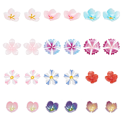 Couleur Mélangete 24pcs 12 perles en plastique de style, fleur, couleur mixte, 12~22x12~23x3~8mm, Trou: 0.7~1.4mm, 2 pcs / style