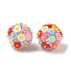 Разноцветный Бисера цветок cmолаы, круглые, со сплавом, красочный, 20~22 мм, отверстие : 2 мм