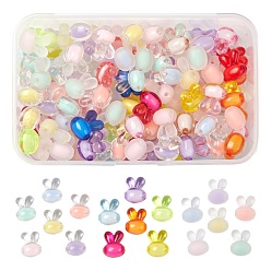 Mixed Color 120Pcs 3 Style Easter Themed Transparent Acrylic Beads, Bead in Bead, Rabbit Head, Mixed Color, 15.5x12x9.5mm, Hole: 2mm, 40pcs/style