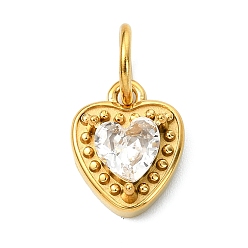 Сердце 304 из нержавеющей стали горный хрусталь подвески, золотые, шарма сердца, 12x9.5x4.5 мм, отверстие : 5 мм